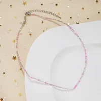 New Style Sweet Dopamine Small Rice-Shaped Beads Beaded Necklace Girly Style Rainbow Color Glass Beads Necklace Wholesale Women sku image 6