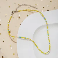 New Style Sweet Dopamine Small Rice-Shaped Beads Beaded Necklace Girly Style Rainbow Color Glass Beads Necklace Wholesale Women sku image 7