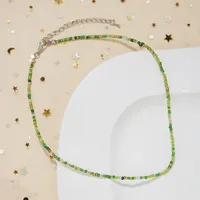 New Style Sweet Dopamine Small Rice-Shaped Beads Beaded Necklace Girly Style Rainbow Color Glass Beads Necklace Wholesale Women sku image 9