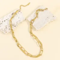 Wholesale Jewelry Solid Color Basic Modern Style Classic Style 304 Stainless Steel 18K Gold Plated Double Layer Necklaces Plating main image 3