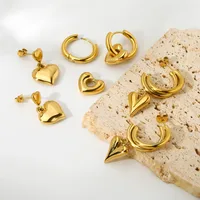 1 Pair Heart Shape Simple Style Classic Style 304 Stainless Steel 14K Gold Plated Plating Drop Earrings main image 1