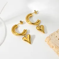 1 Paire Forme De Cœur Style Simple Style Classique Acier Inoxydable 304 Plaqué Or 14K Placage Boucles D'oreilles main image 3