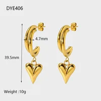 1 Paire Forme De Cœur Style Simple Style Classique Acier Inoxydable 304 Plaqué Or 14K Placage Boucles D'oreilles sku image 3