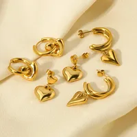 1 Par Forma De Corazón Estilo Simple Estilo Clásico Acero Inoxidable 304 Chapado En Oro De 14 Quilates. Enchapado Pendientes De Gota main image 4
