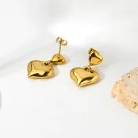 1 Pair Heart Shape Simple Style Classic Style 304 Stainless Steel 14K Gold Plated Plating Drop Earrings main image 5