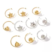 1 Pair Pentagram Round Heart Shape IG Style Classic Style Oversized 304 Stainless Steel 18K Gold Plated White Gold Plated Ear Studs main image 4