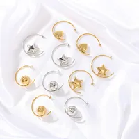 1 Pair Pentagram Round Heart Shape IG Style Classic Style Oversized 304 Stainless Steel 18K Gold Plated White Gold Plated Ear Studs main image 3