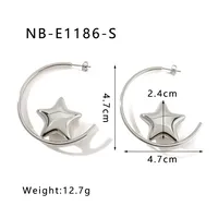 1 Pair Pentagram Round Heart Shape IG Style Classic Style Oversized 304 Stainless Steel 18K Gold Plated White Gold Plated Ear Studs sku image 4