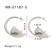 1 Pair Pentagram Round Heart Shape IG Style Classic Style Oversized 304 Stainless Steel 18K Gold Plated White Gold Plated Ear Studs sku image 6