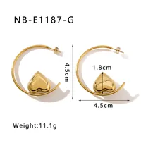1 Pair Pentagram Round Heart Shape IG Style Classic Style Oversized 304 Stainless Steel 18K Gold Plated White Gold Plated Ear Studs main image 6