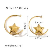 1 Pair Pentagram Round Heart Shape IG Style Classic Style Oversized 304 Stainless Steel 18K Gold Plated White Gold Plated Ear Studs sku image 3