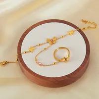 Butterfly Simple Style 304 Stainless Steel Zircon Bracelets In Bulk main image 2
