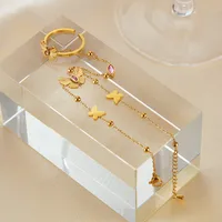 Butterfly Simple Style 304 Stainless Steel Zircon Bracelets In Bulk main image 3