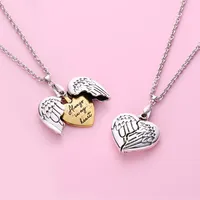 Cartoon Style Cute Sweet Zinc Alloy Heart Shape Wings Plating Kid'S Pendant Necklace main image 3
