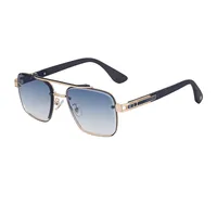 Retro Streetwear Color Block Pc Square Full Frame Men's Sunglasses sku image 7