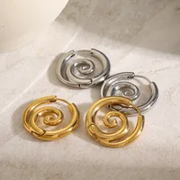 1 Pair Spiral Circle IG Style 304 Stainless Steel 18K Gold Plated Earrings main image 1
