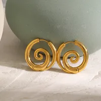1 Par Círculo Espiral Estilo IG Acero Inoxidable 304 Chapados en oro de 18k Aretes main image 4
