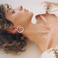 1 Par Círculo Espiral Estilo IG Acero Inoxidable 304 Chapados en oro de 18k Aretes main image 5