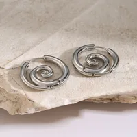 1 Pair Spiral Circle IG Style 304 Stainless Steel 18K Gold Plated Earrings main image 2