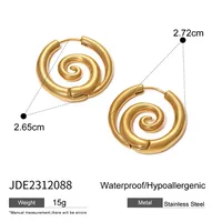 1 Pair Spiral Circle IG Style 304 Stainless Steel 18K Gold Plated Earrings sku image 1