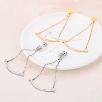 1 Pair Smile Face Simple Style 304 Stainless Steel 18K Gold Plated Rhinestones Inlay Drop Earrings main image 6