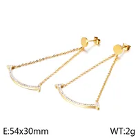 1 Pair Smile Face Simple Style 304 Stainless Steel 18K Gold Plated Rhinestones Inlay Drop Earrings main image 8