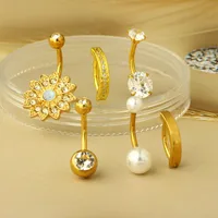 Acier Inoxydable 304 Style Simple Forme De Cœur Zircon Incruster Anneau Du Ventre main image 3