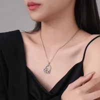 Heart Shape Simple Style Classic Style Rhinestones Copper Pendant Necklace Wholesale main image 2