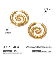 1 Par Círculo Espiral Estilo IG Acero Inoxidable 304 Chapados en oro de 18k Aretes main image 6