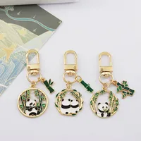 Cute Panda Flower Flower Keychain  Style Internet Celebrity Chengdu Flower Panda Couple Pendant Bag Creative Hanging Ornaments main image 2