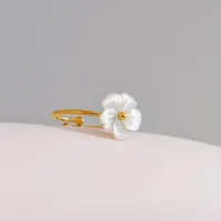 Wholesale Jewelry IG Style Elegant Sweet Flower 304 Stainless Steel Shell 18K Gold Plated Inlay Rings Earrings Necklace main image 4