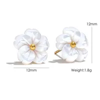 Wholesale Jewelry IG Style Elegant Sweet Flower 304 Stainless Steel Shell 18K Gold Plated Inlay Rings Earrings Necklace sku image 3