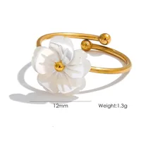 Wholesale Jewelry IG Style Elegant Sweet Flower 304 Stainless Steel Shell 18K Gold Plated Inlay Rings Earrings Necklace main image 8