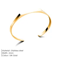 Solid Color Simple Style Streetwear Commute 18K Gold Plated White Gold Plated 304 Stainless Steel Bangle Wholesale sku image 1