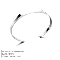 Solid Color Simple Style Streetwear Commute 18K Gold Plated White Gold Plated 304 Stainless Steel Bangle Wholesale sku image 2