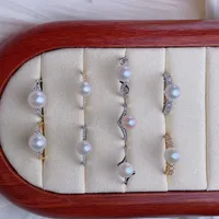 Simple Style 925 Sterling Silver Freshwater Pearl Geometric Inlay Zircon Women's Open Rings main image 1