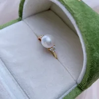 Simple Style 925 Sterling Silver Freshwater Pearl Geometric Inlay Zircon Women's Open Rings sku image 8