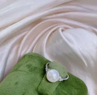 Simple Style 925 Sterling Silver Freshwater Pearl Geometric Inlay Zircon Women's Open Rings sku image 9