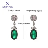 1 Pair Geometric Oval Elegant XUPING Copper Artificial Gemstones Inlay Drop Earrings main image 10