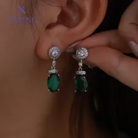 1 Pair Geometric Oval Elegant XUPING Copper Artificial Gemstones Inlay Drop Earrings main image 2