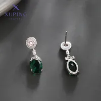1 Pair Geometric Oval Elegant XUPING Copper Artificial Gemstones Inlay Drop Earrings main image 5
