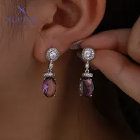 1 Paire Géométrique Ovale Élégant XUPING Le Cuivre Pierres Précieuses Artificielles Incruster Boucles D'oreilles main image 3
