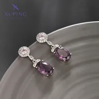 1 Pair Geometric Oval Elegant XUPING Copper Artificial Gemstones Inlay Drop Earrings main image 6