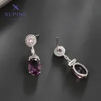 1 Paire Géométrique Ovale Élégant XUPING Le Cuivre Pierres Précieuses Artificielles Incruster Boucles D'oreilles main image 8