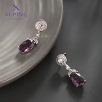 1 Pair Geometric Oval Elegant XUPING Copper Artificial Gemstones Inlay Drop Earrings main image 7