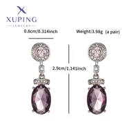 1 Pair Geometric Oval Elegant XUPING Copper Artificial Gemstones Inlay Drop Earrings sku image 1