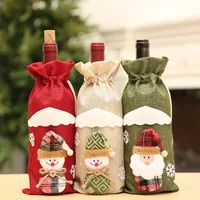 Christmas Wine Bottle Cover Wine Bag Linen Christmas New Champagne Wine Bottle Cover Red Wine Bottle Bag Dining Table Dress Products main image 1
