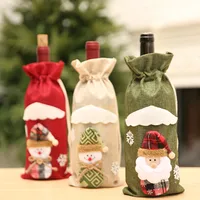 Christmas Wine Bottle Cover Wine Bag Linen Christmas New Champagne Wine Bottle Cover Red Wine Bottle Bag Dining Table Dress Products main image 2