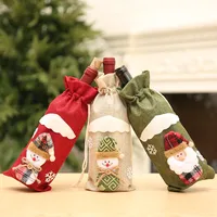 Christmas Wine Bottle Cover Wine Bag Linen Christmas New Champagne Wine Bottle Cover Red Wine Bottle Bag Dining Table Dress Products main image 3