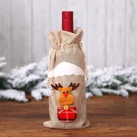 Christmas Wine Bottle Cover Wine Bag Linen Christmas New Champagne Wine Bottle Cover Red Wine Bottle Bag Dining Table Dress Products main image 4